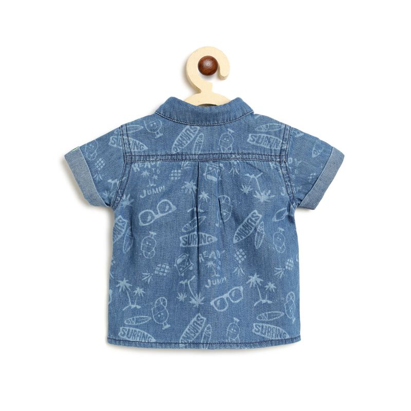 Boys Medium Blue Short Sleeve Denim Shirt image number null